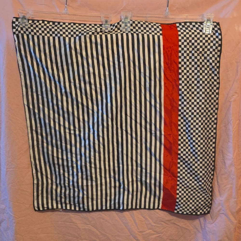 Black, White, Red, Striped, Checkered Scarf